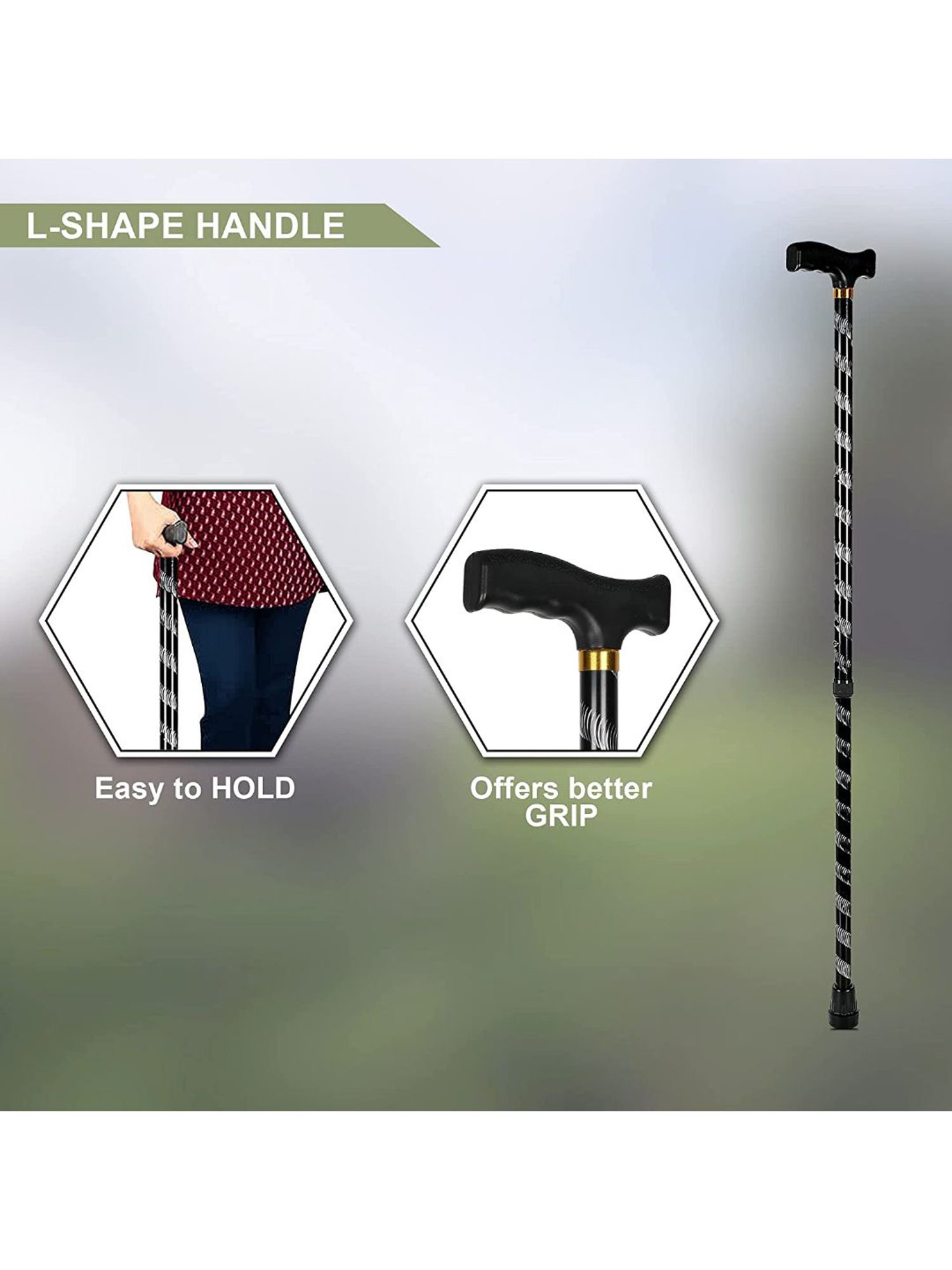 MCP Premium Aluminium Walking Stick (Black)