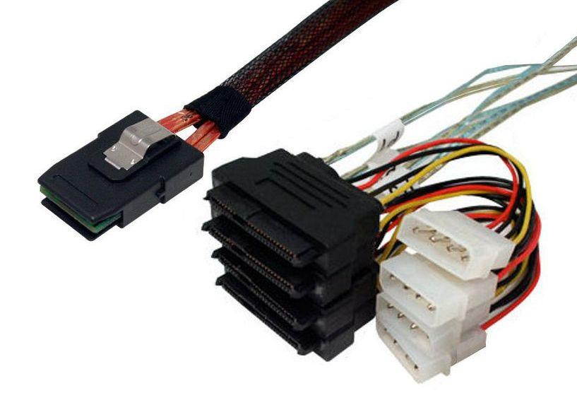 1m SFF-8087 to SFF-8482 x 4 Fanout SAS Cable