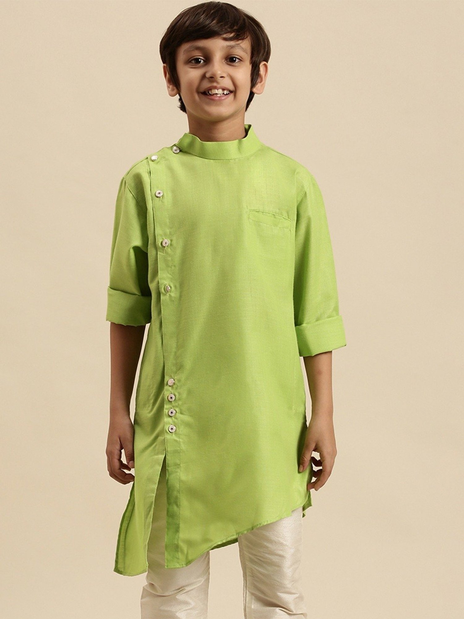 Sanwara Kids Light Green Cotton Kurta