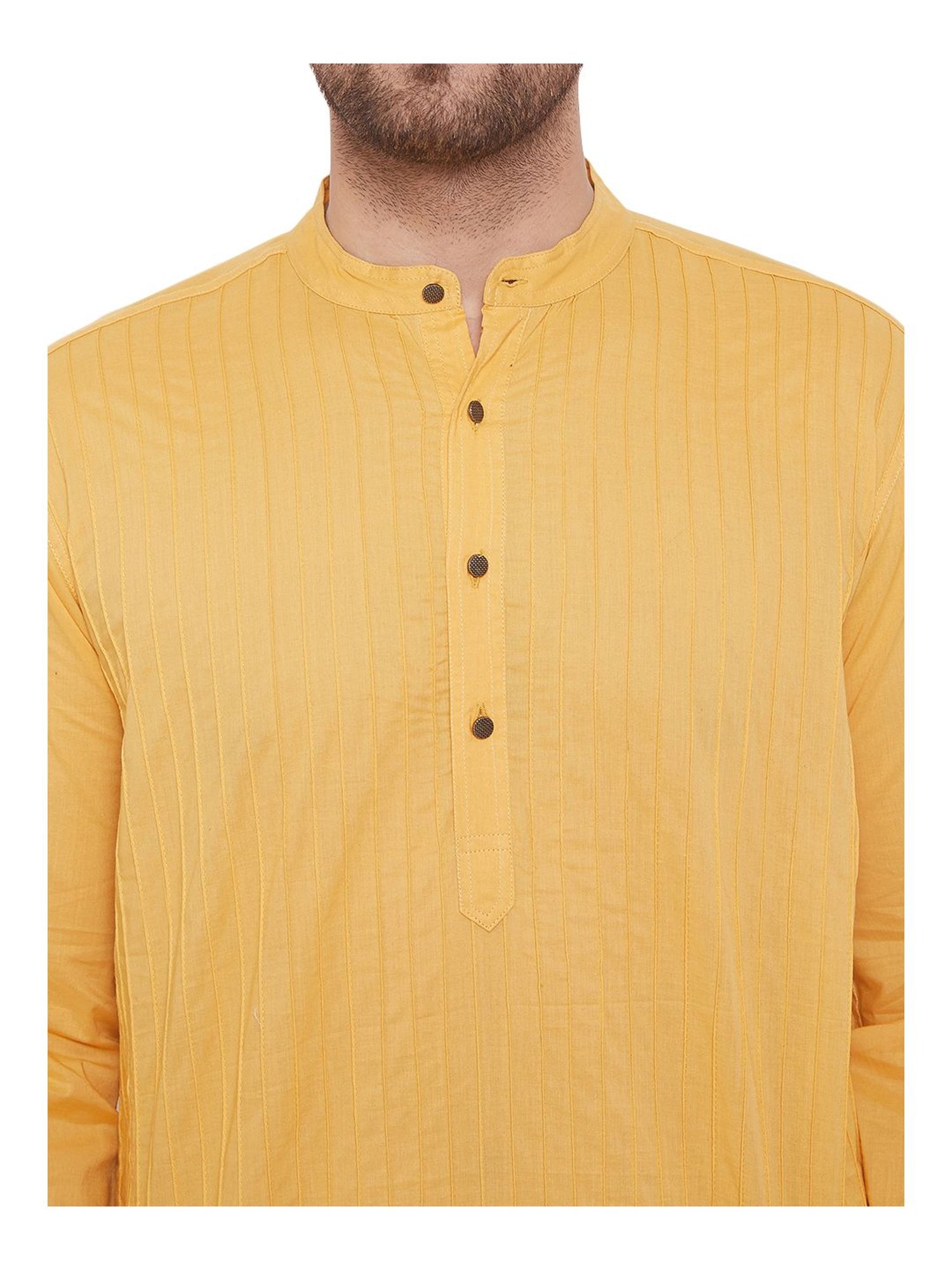 Even Yellow Cotton Regular Fit Kurta