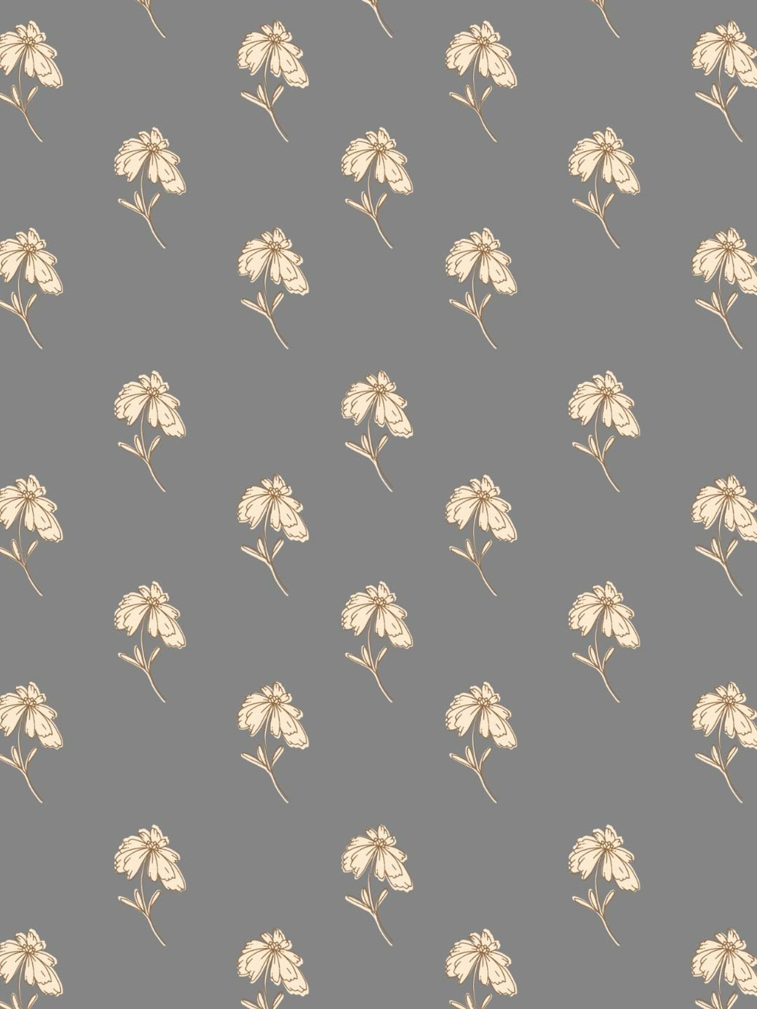 SPACES DRAPE STORY Boho Floral Stone Grey Polyester 5 ft Window Curtains - Set of 2