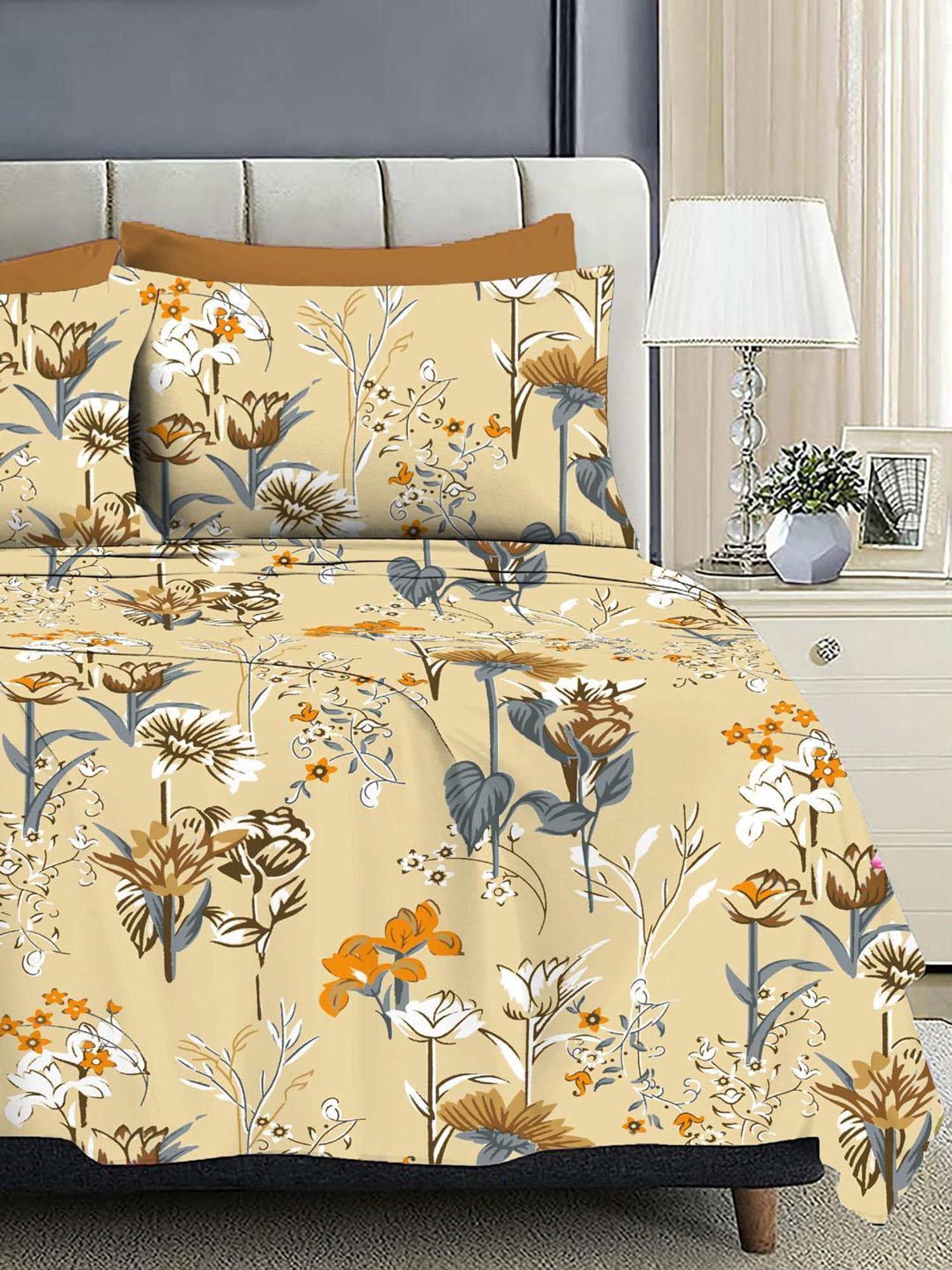 Maspar Purple 100% Cotton 200 TC Bed Sheet Set