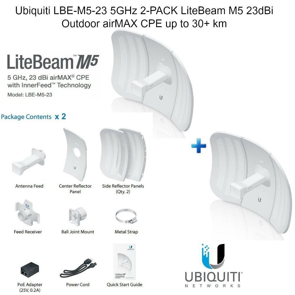 Ubiquiti LBE-M5-23 5GHz 2-PACK LiteBeam M5 23dBi Outdoor airMAX CPE up to 30+ km