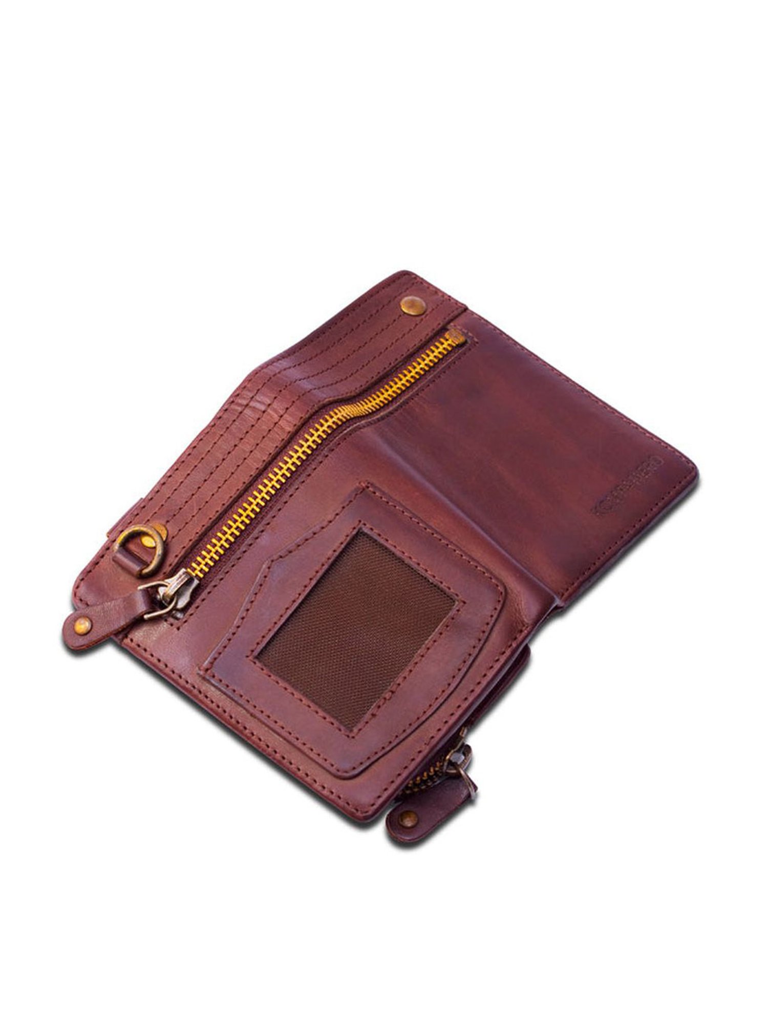 KOMPANERO Harvey Cognac Leather Textured Bi-Fold Wallet