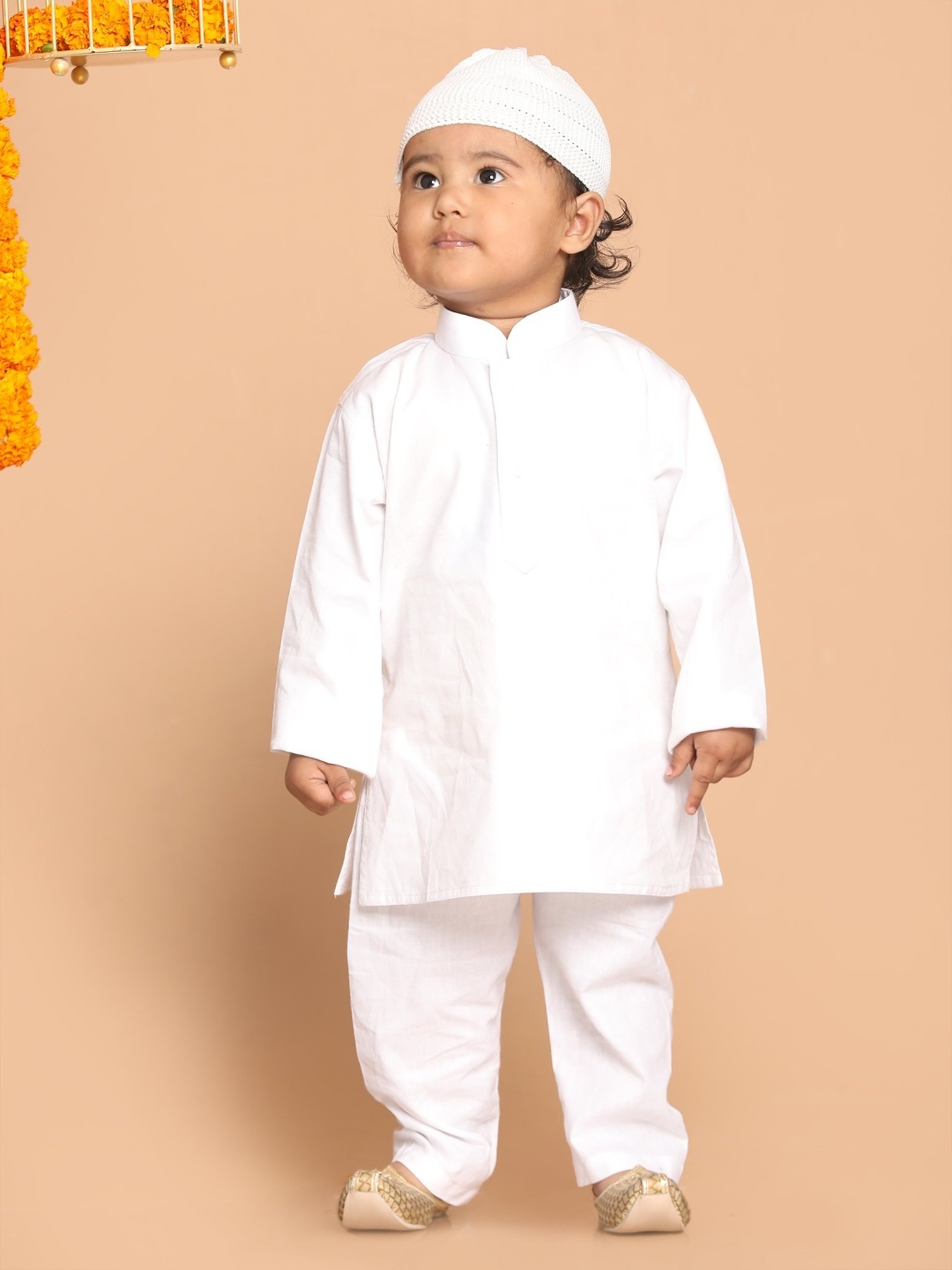 VASTRAMAY SISHU White Cotton Straight Fit Kurta Set