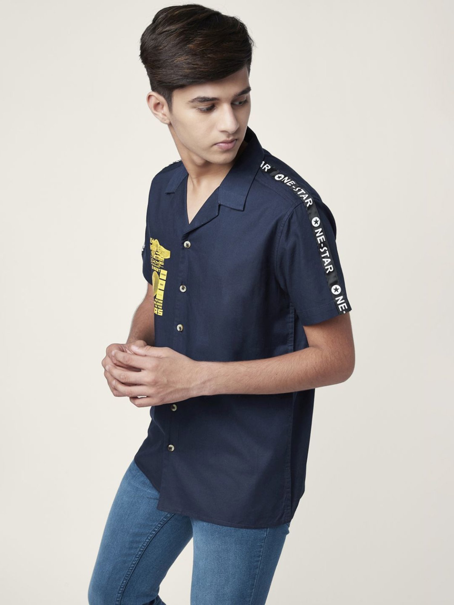 Coolsters by Pantaloons Kids Navy Cotton Printed Shirt