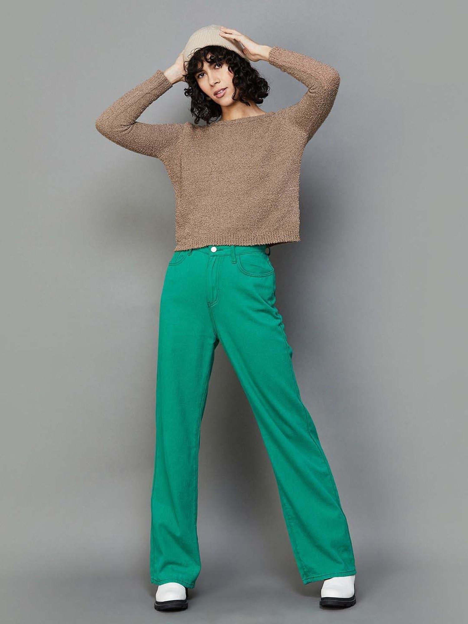 Ginger by Lifestyle Brown Cotton Sweater