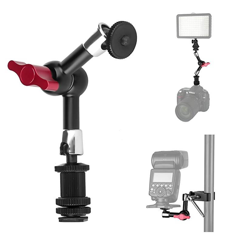 7inch Adjustable Articulating Friction Magic Arm Large Super Clamp Compatible with DSLR Camera Rig LED Lights Flash Light LCD Monitor