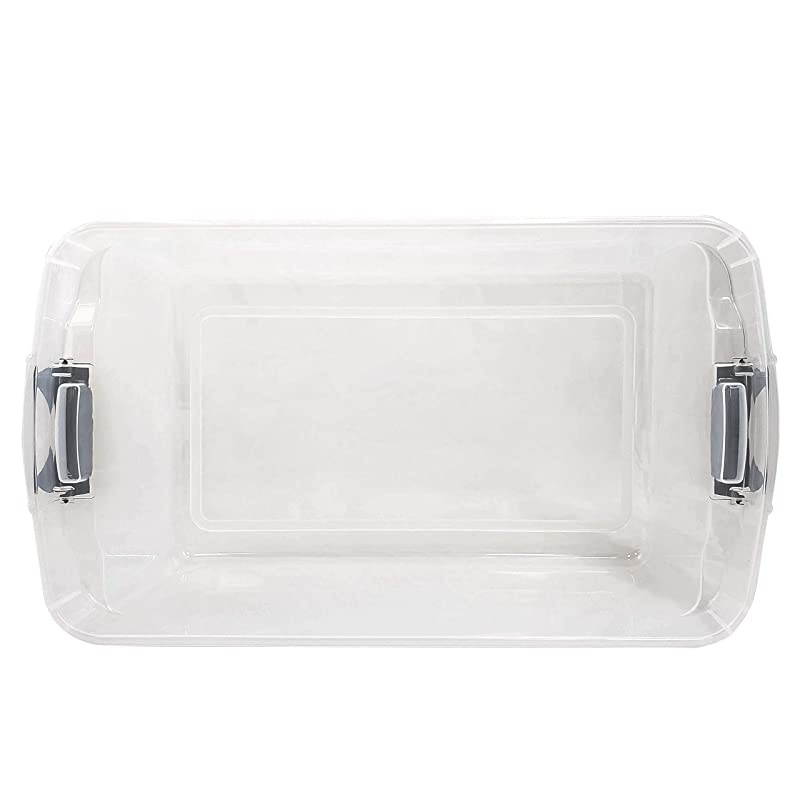 3442CLGRDC02 Clear Storage Container with Lid 66 Quart Grey 2 Count