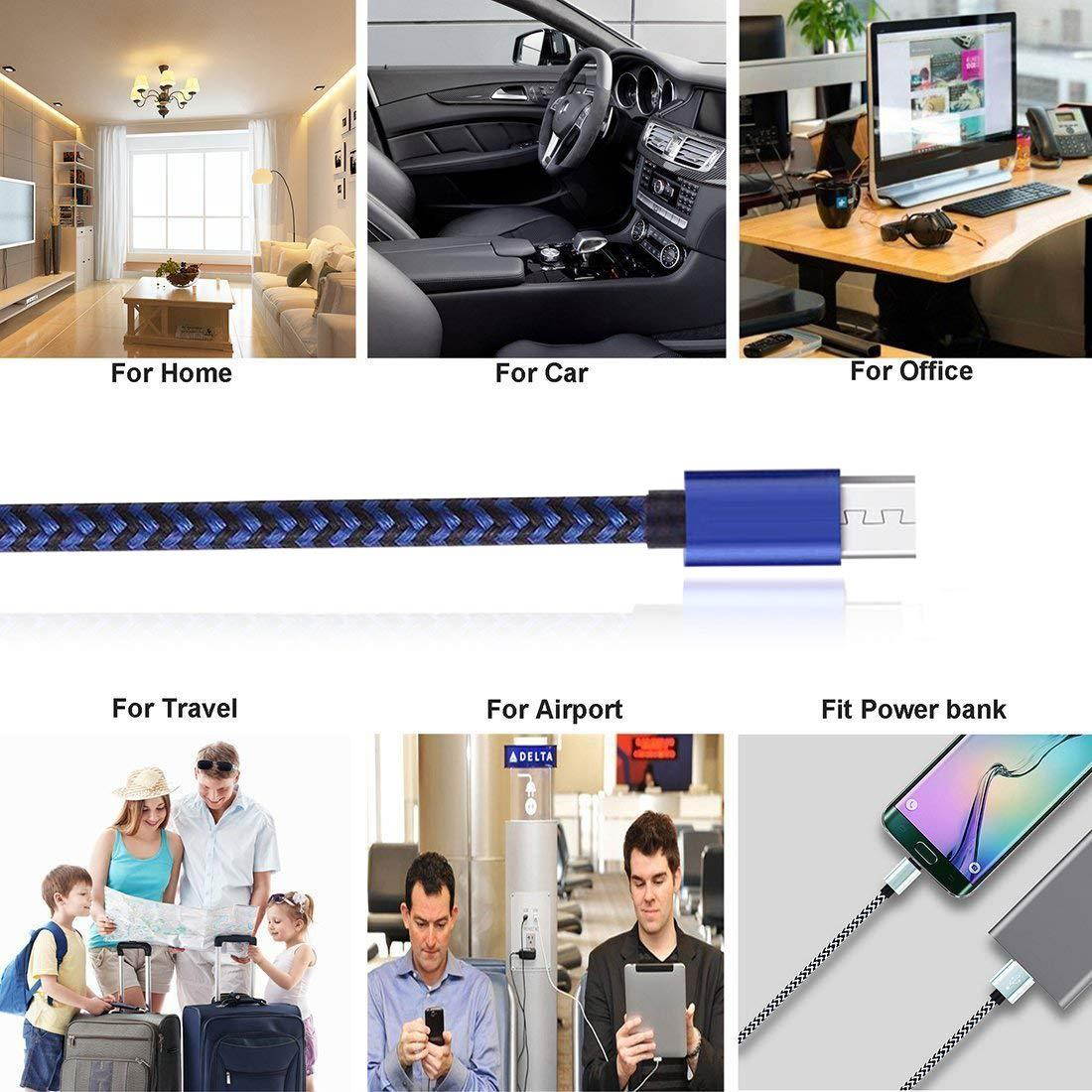 Micro USB Cable Android Tablet Charger Fast Long Charging Cord 10 FT 3Pack Braided Android Phone Charger For Samsung Galaxy S7/S6/S4/J7/J3/Note5/Tab 3/4/A/E,LG V10 PS4 Xbox One