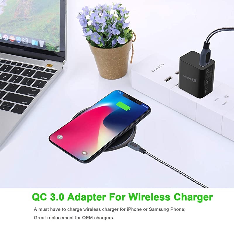 4Pack QC 30 USB Wall Charger  18W QC 30 USB Charger Adapter Fast Charging Block Compatible Wireless Charger Samsung Galaxy S9 S8Note 8 9 iPhone iPad LG HTC 10 and More