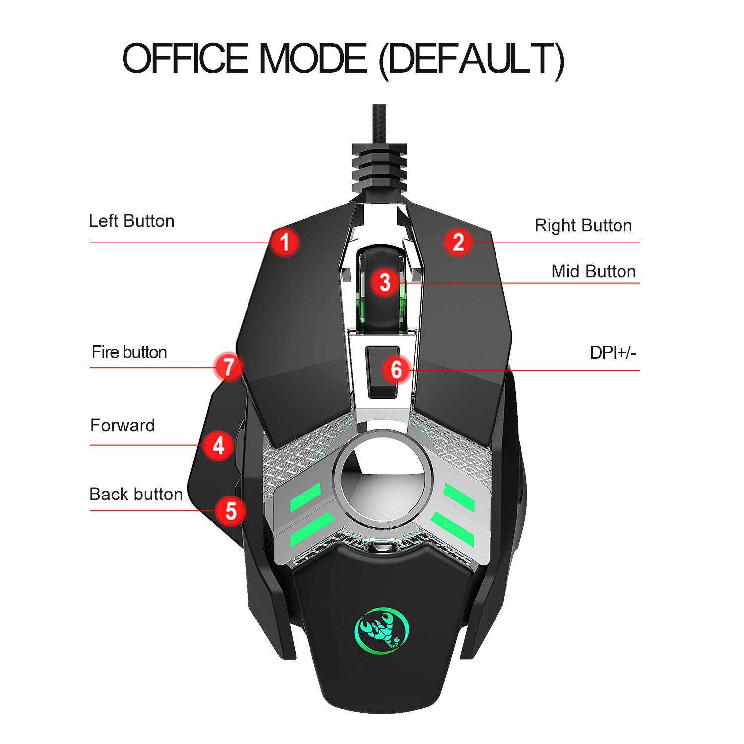 Wired Gaming Mouse 6400DPI 7Key Macro Definition Programmable Wired Mouse Gamer Mice Breathing light for Computer Laptop PC PUBG