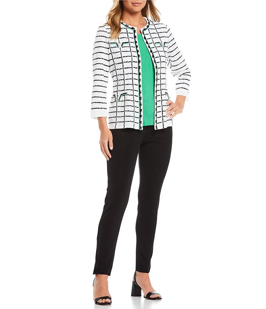 Misook Bracelet Sleeve Soutache Trim Jacket