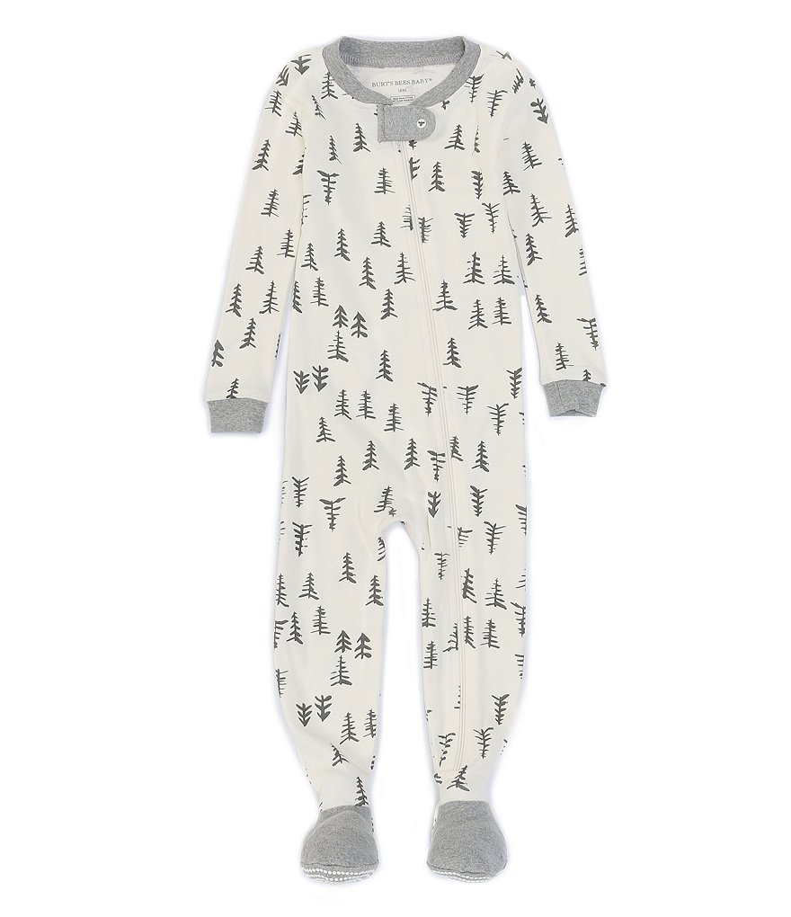 Burt's Bees Baby Boys Newborn-24 Months Long-Sleeve Trees Footed Sleeper