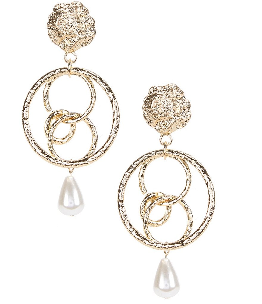 Natasha Accessories Textured Circle Earrings