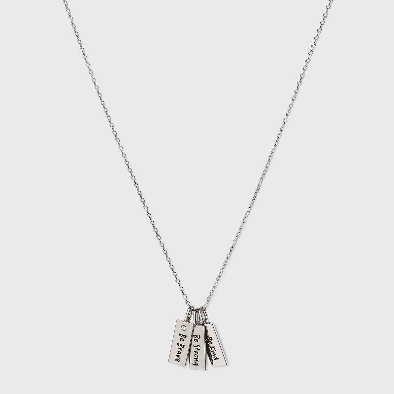 Beloved + Inspired Silver 'Be Brave, Be Strong and Be Kind' Tag Necklace - Silver