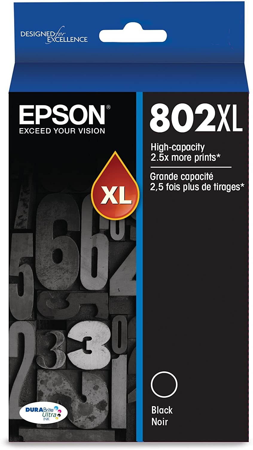 EPSON T802 DURABrite Ultra Ink High Capacity Black Cartridge (T802XL120-S) for select Epson WorkForce Pro Printers