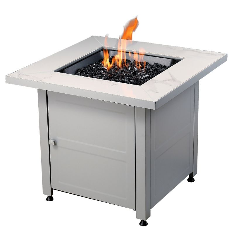 Endless Summer 30 inch Gas Fire Pit Table with Cover, Black Glass