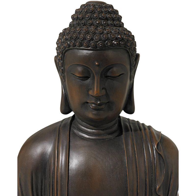 John Timberland Asian Zen Buddha Outdoor Water Fountain with Light LED 27 1/2" High Meditating Table Desk Yard Garden Patio Home