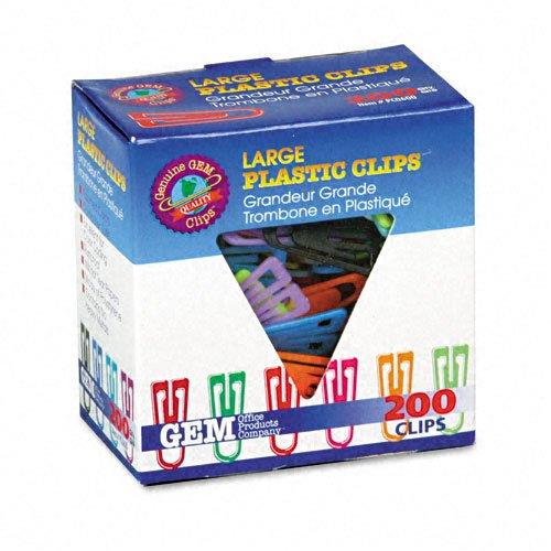 Advantus PC0600 GEM Plastic Paper Clips, Plastic, Large (1-3/8"), Assorted Colors, 200/Box