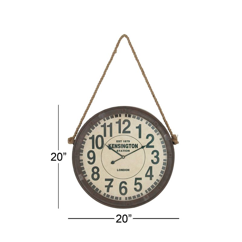20 " Round Wood and Iron Kensington Wall Clock with Rope Hanger - Olivia & May