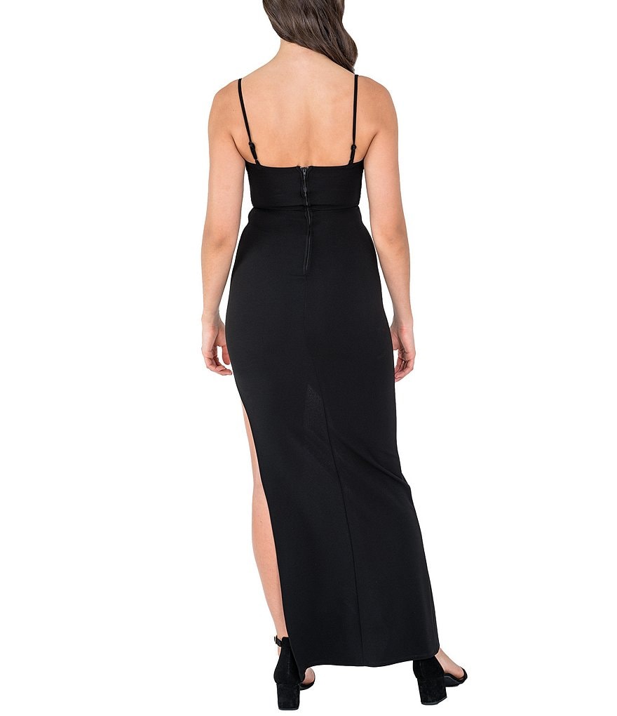 Jump Sleeveless Cowlneck Sheath Satin Dress