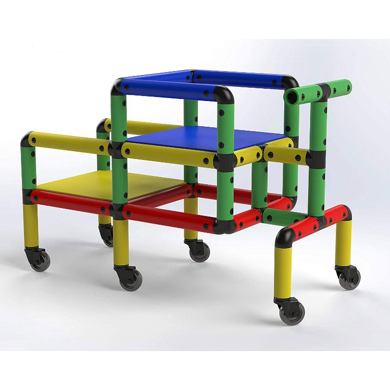 Funphix Wheelies Construction Buildable Indoor Outdoor Kids Toy Set STEM Learning Play Structure with 6 Wheels for Ages 2 through 12 Years, Multicolor