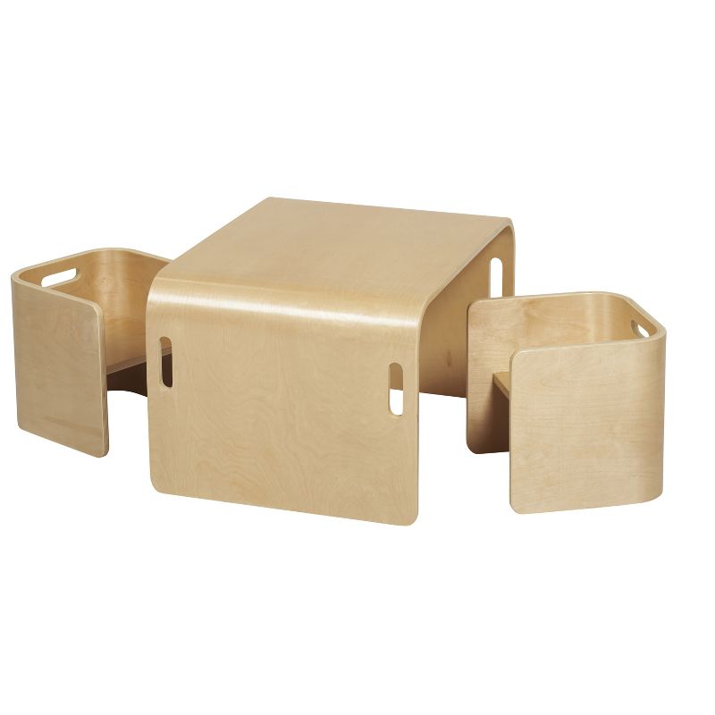 ECR4Kids Natural Bentwood Multipurpose Kids Wooden Table and Chair Set (3-Piece)