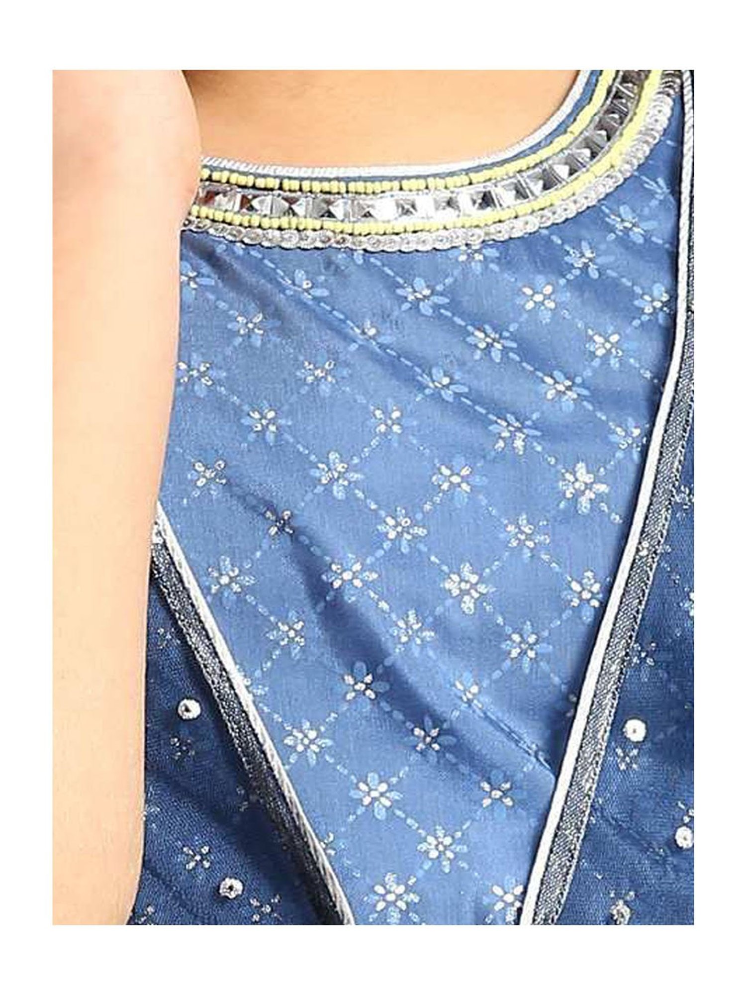 Aurelia Kids Blue Embellished Top, Skirt with Shrug