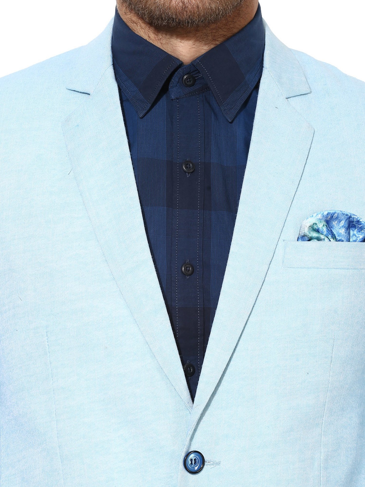 Hangup Plus Aqua Regular Fit Linen Blazer