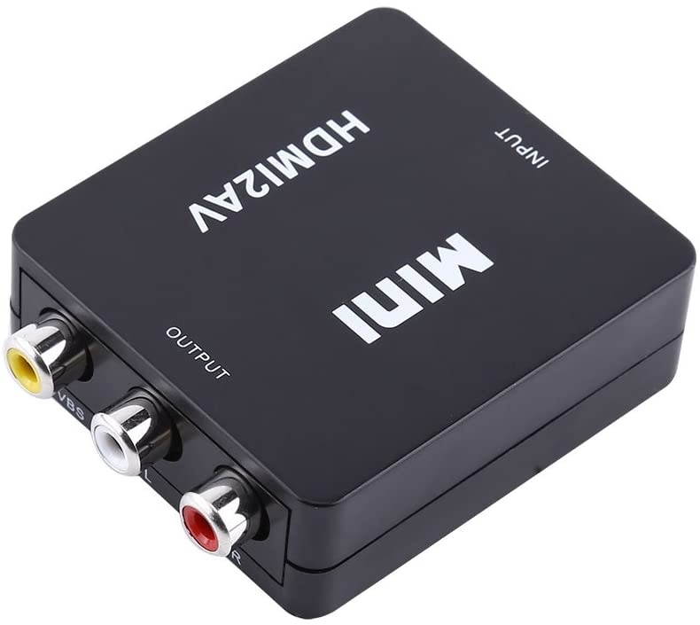 Goshyda HDMI to AV Signal Converter, Mini 720p/1080p Digital HDMI to RCA Composite Video Audio AV CVBS Adapter Converter, for HD Camera, HD DVD, Displayer, Earphone, Projection(Black)