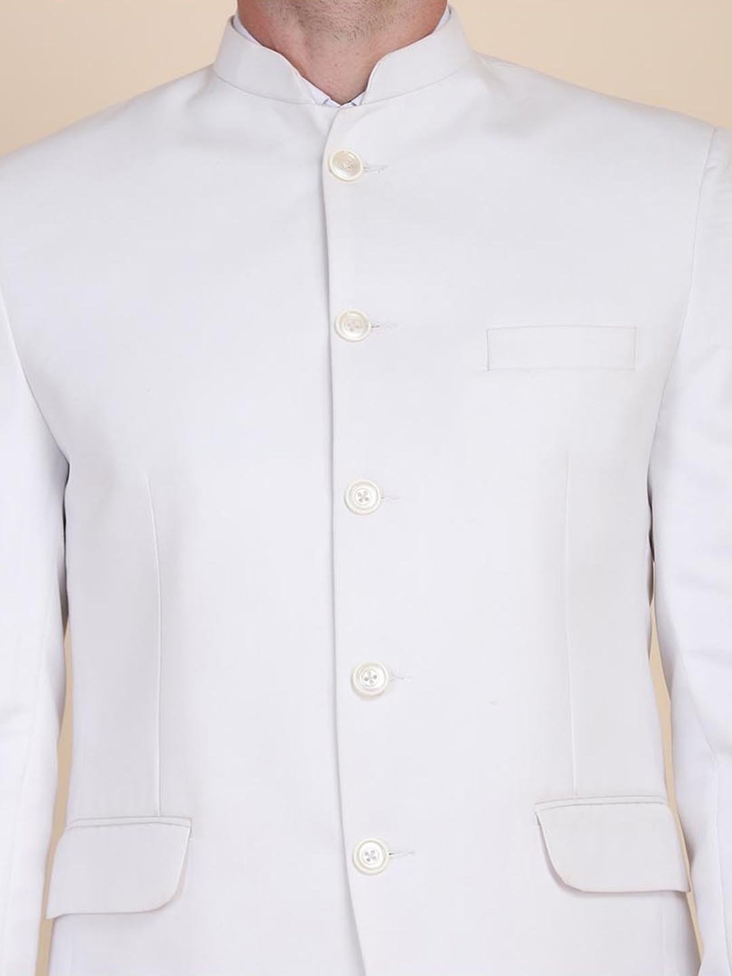 TAHVO White Cotton Slim Fit Blazer