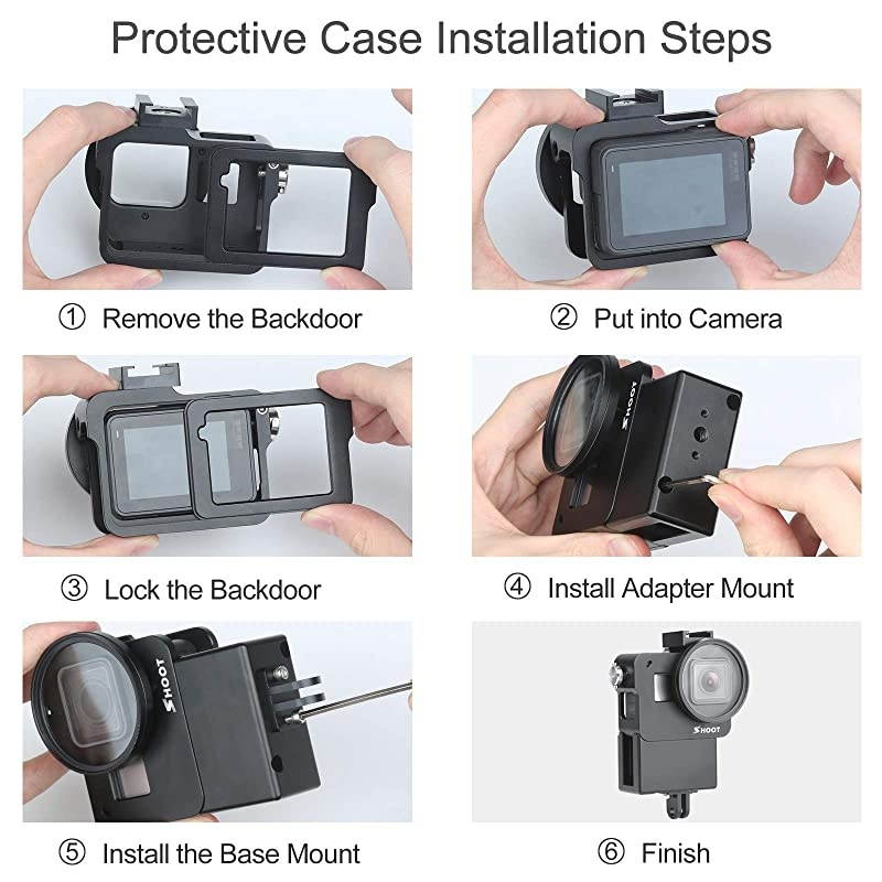 2.0 Vlogging Case Aluminum Protective Shell Mount with Mic Adapter Place Frame for GoPro Hero 7 Black/6/5/(2018) Video Vlog Accessories