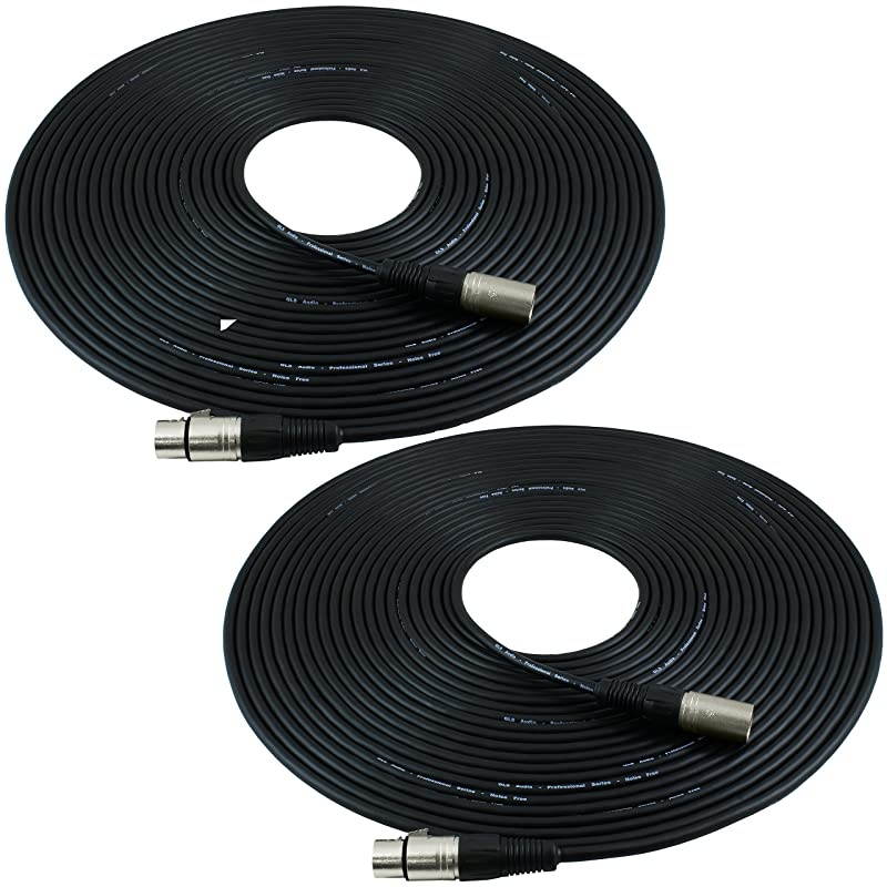 50ft Mic Cable Patch Cords XLR Male to XLR Female Black Microphone Cables 50 Balanced Mike Snake Cord 2 Pack