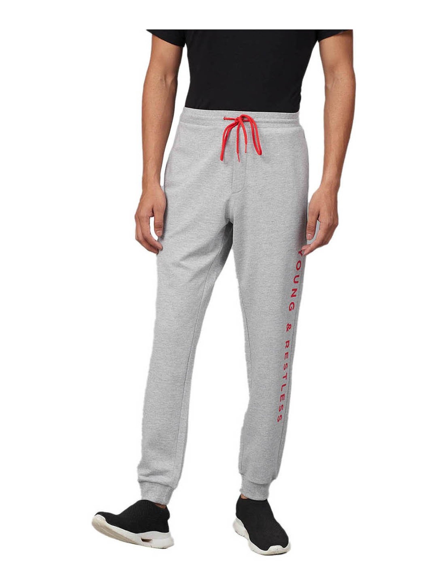 UnderJeans by Spykar Grey Melange Slub Joggers