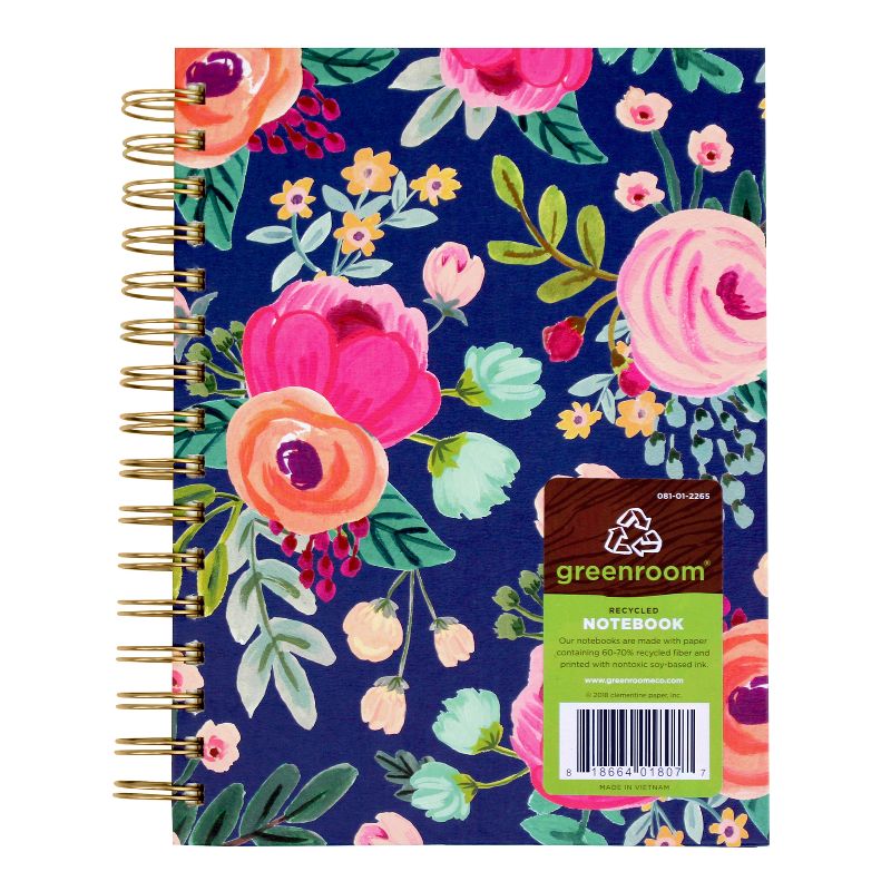 greenroom Lined Journal Hardcover Floral - Navy