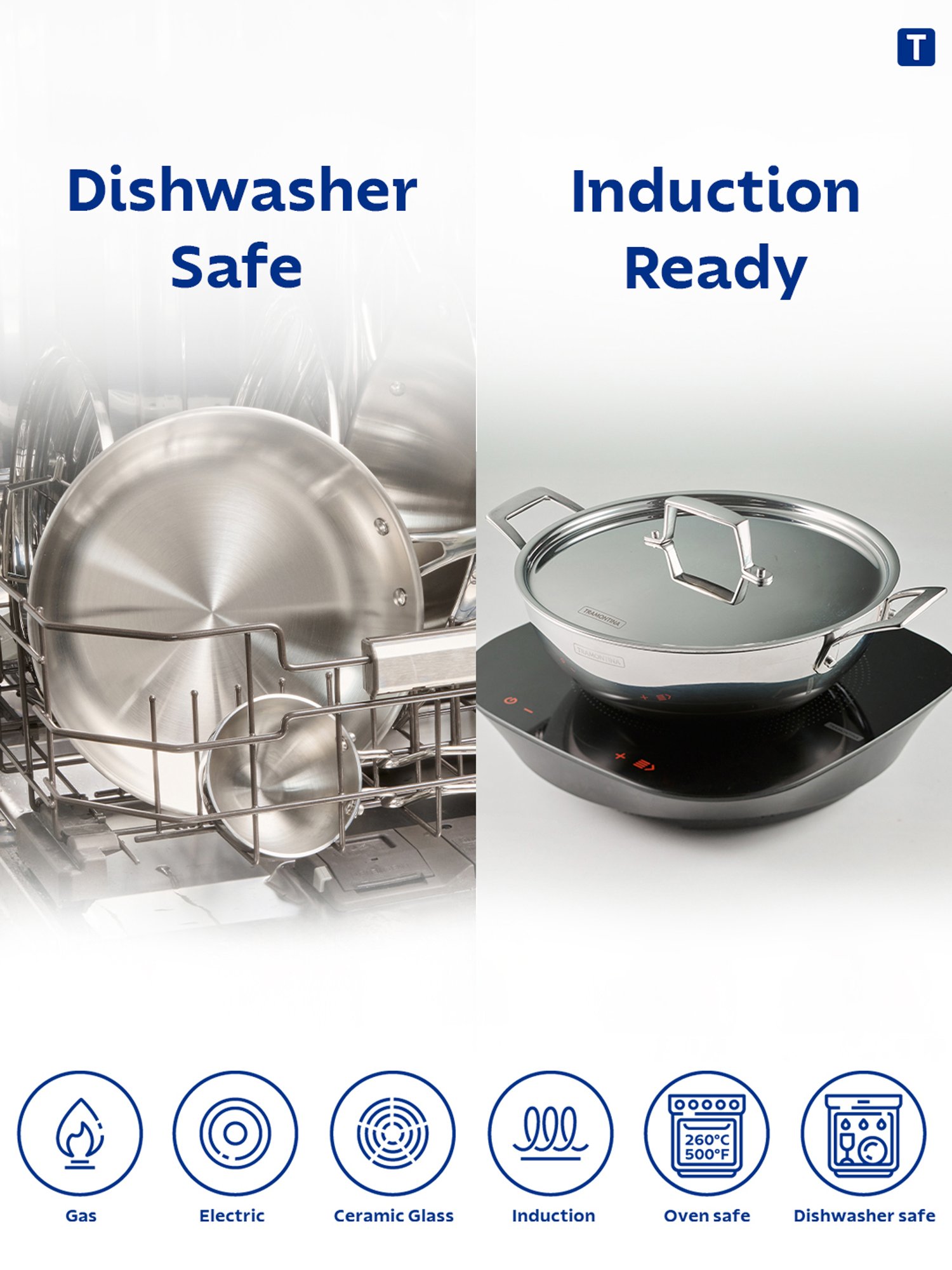 Tramontina Aeion Triply Non-Toxic Stainless Sauce Pan with Lid 14cm/1.5L NSF Certified