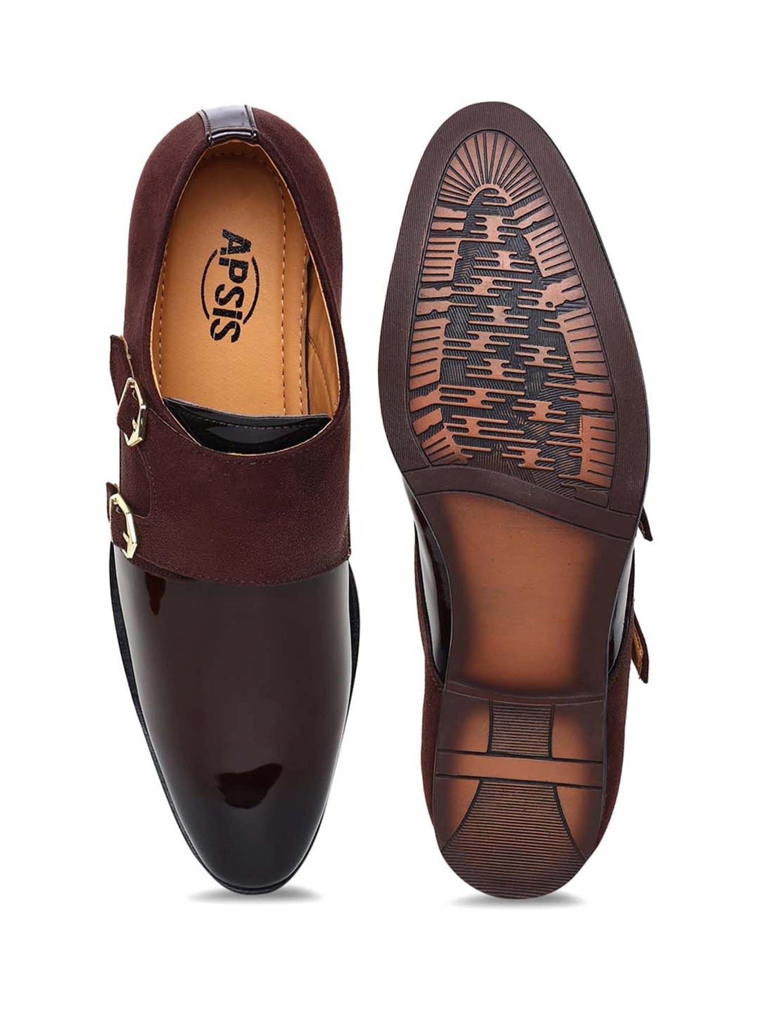 Apsis Men's Brown Monk Shoes