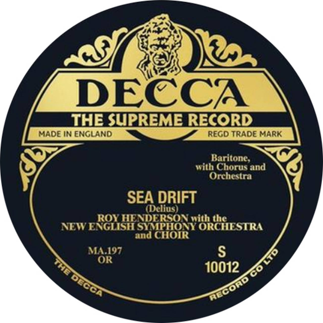 Roy Henderson Delius Sea Drift 10" Vinyl 3Disc Box Set