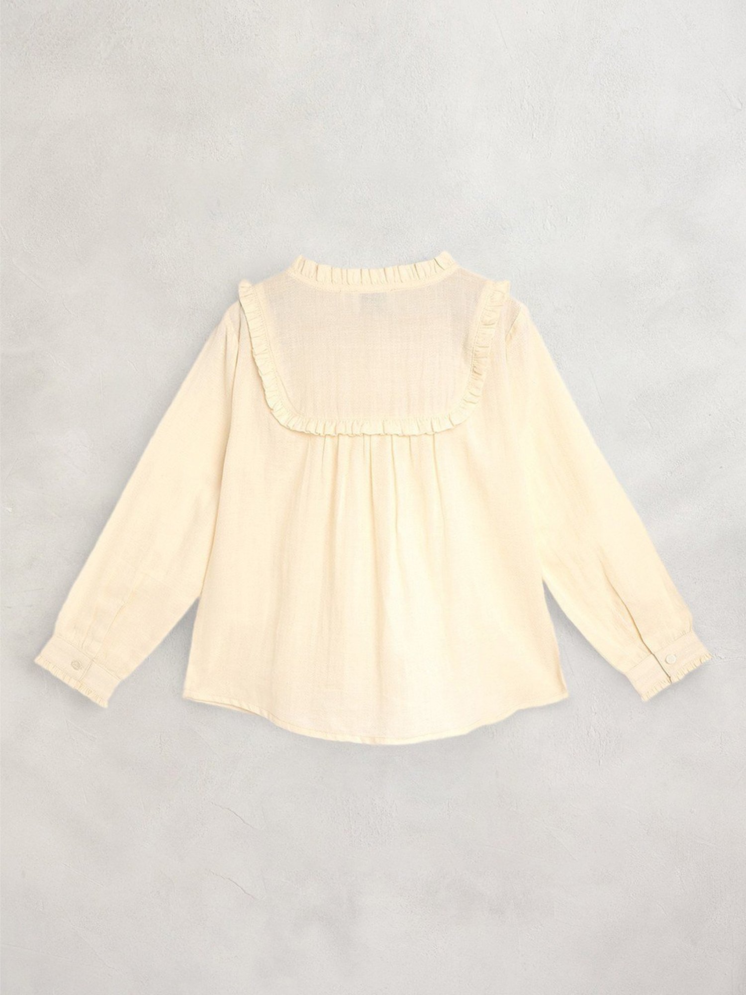 Cherry Crumble By Nitt Hyman Kids Beige Cotton Embroidered Top