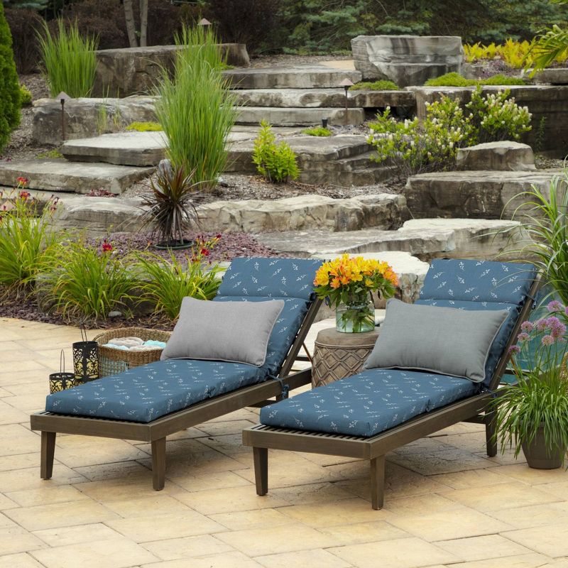 Arden Selections Ditsy Floral Outdoor Chaise Lounge Cushion Blue