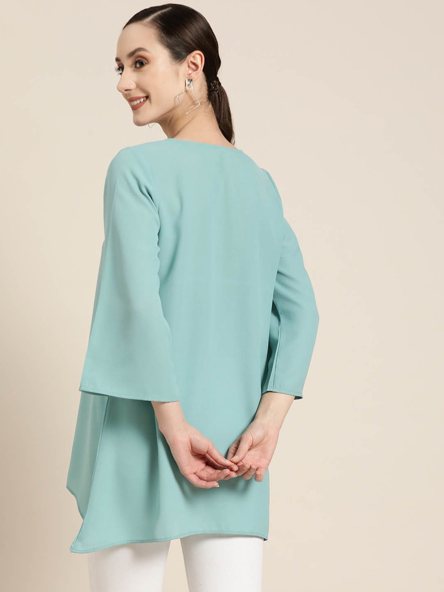Qurvii Blue Embellished Top