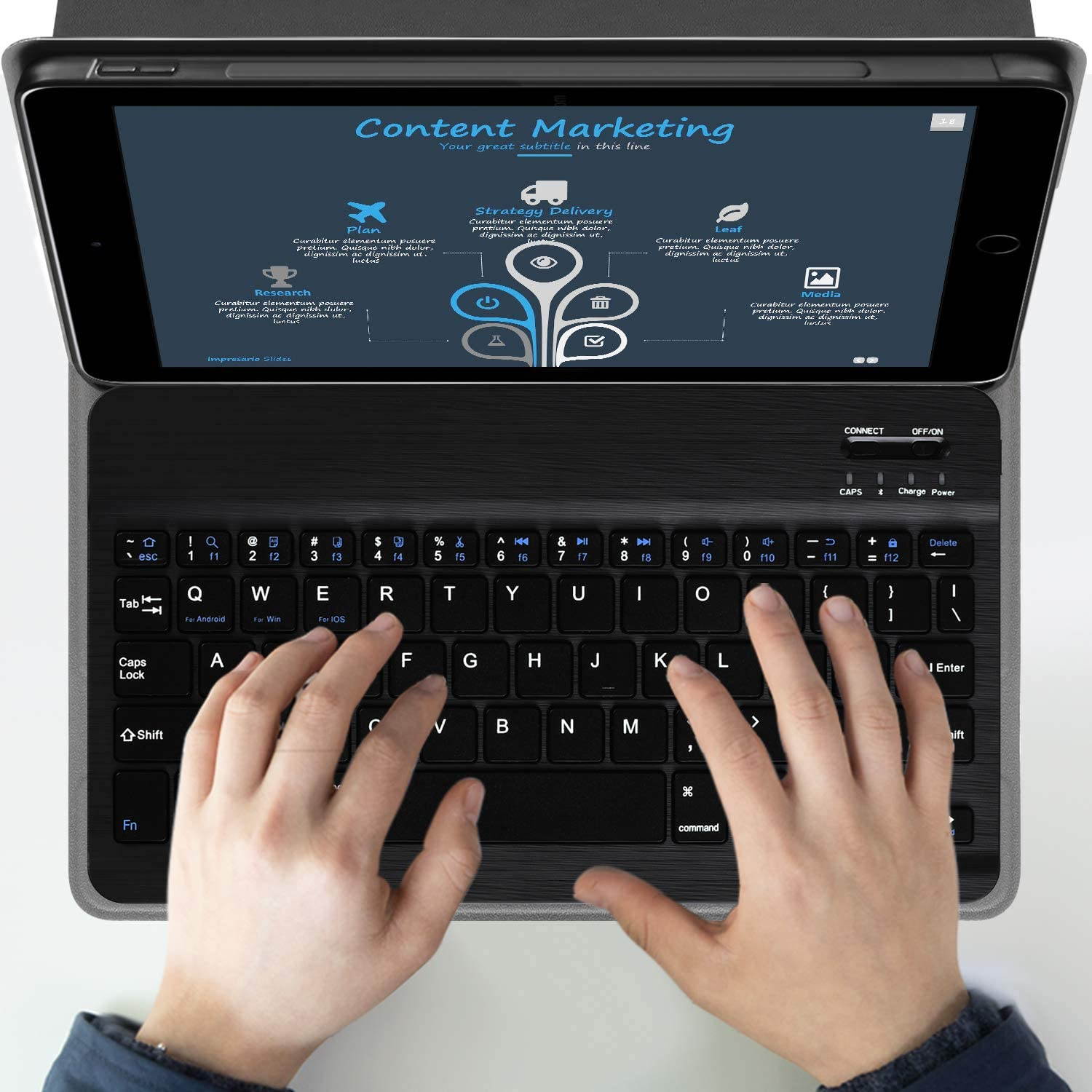 ZoomDream Keyboard Case for iPad Pro 11 2020 & 2018 - Magnetically Detachable Wireless Keyboard Auto Sleep/Wake Leather Tablet Cover with Pencil Holder - PU Leather Folio Stand Cover