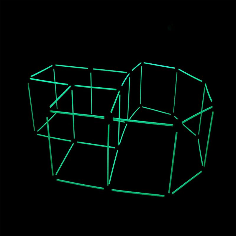 Funphix Glow in the Dark Jumbo Poles and Balls Indoor and Outdoor Fort Building Construction Toy Play Kit, 77 pieces, Blue and Green