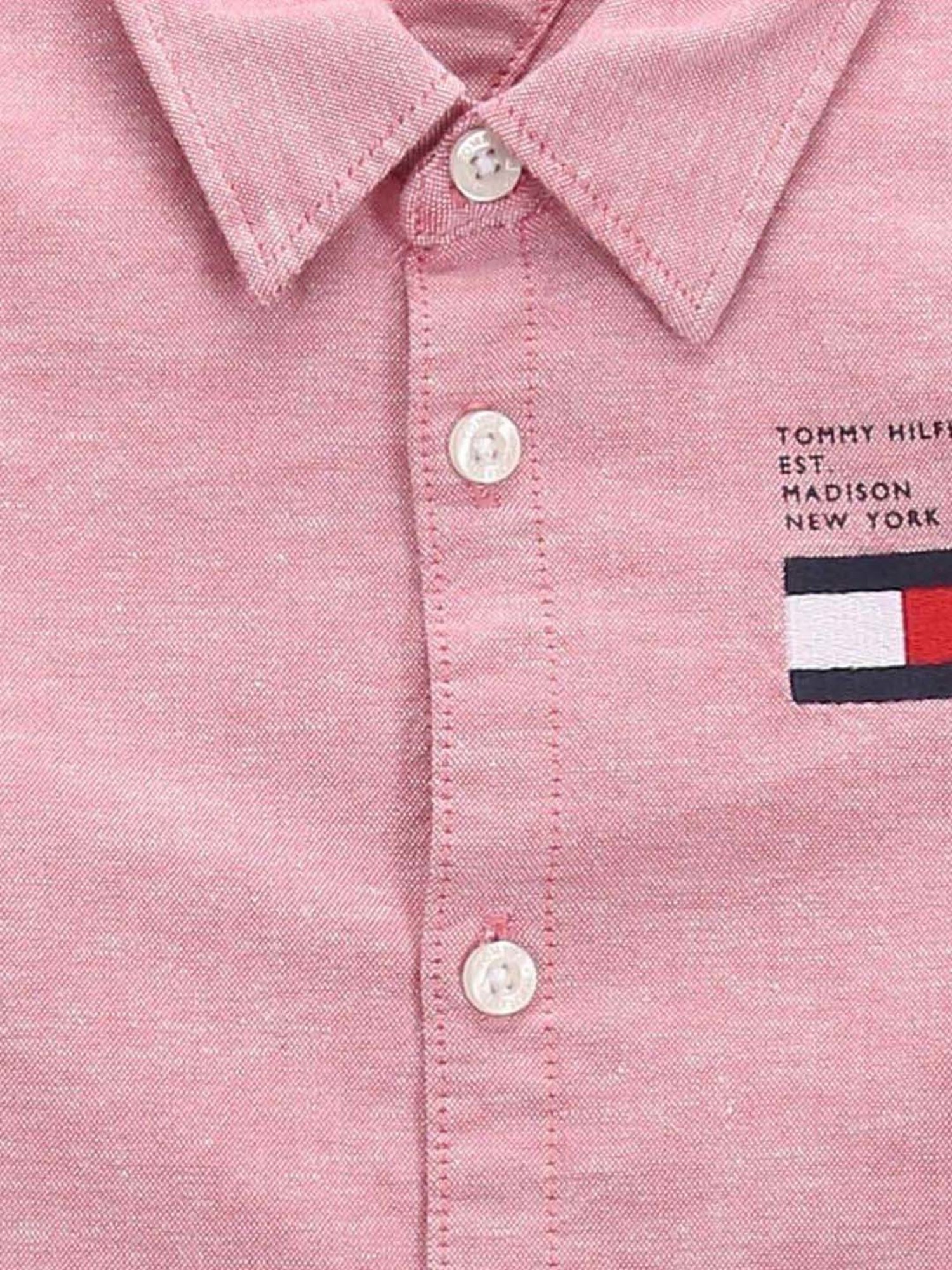 Tommy Hilfiger Kids Washed Crimson Printed Regular Fit Shirt