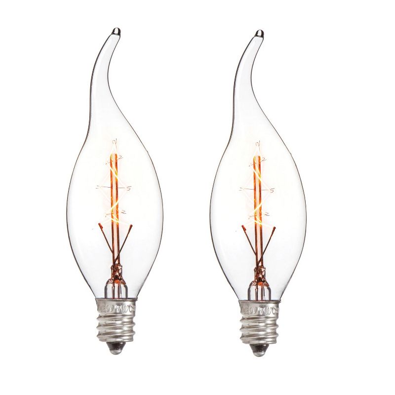 Darice Pack of 2 Cleveland Vintage Lighting Edison Style E12S Base Flame Candelabra Bulbs