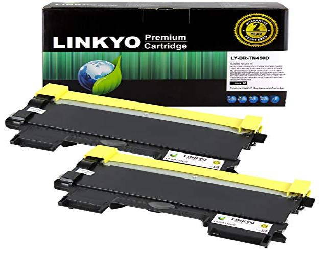 2-Pack LINKYO Replacement Toner Cartridges for Brother TN450 TN-450 TN420 (Black, High Yield)