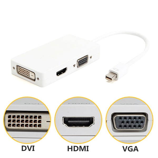 CE-LINK 3 in 1 adapter ,Mini DP to VGA/HDMI/DVI adapter ,thunderbolt surface mini DP to VGA adapter for Macbook Air/Macbook Pro/Mac mini DP to HDMI / DP / DVI adapter 1081