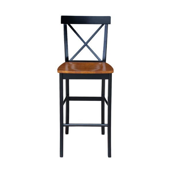 International Concepts S57-6133 X-back Barheight Stool - 30'' SH Black / Cherry