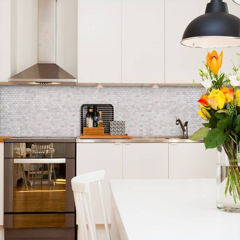 Smart Tiles 3D Peel and Stick Backsplash 4 Sheets of 9.80" x 9.74" Kitchen and Bathroom Wallpaper Ravenna Farro